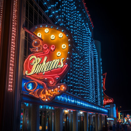 The neon sign of the casino in Las Vegas.の素材