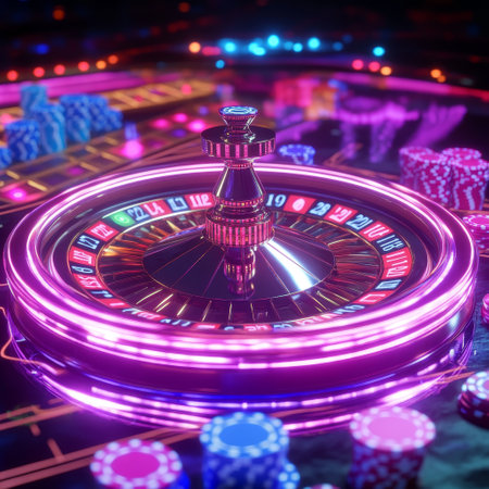 Casino roulette wheel on a black background. 3d renderingの素材