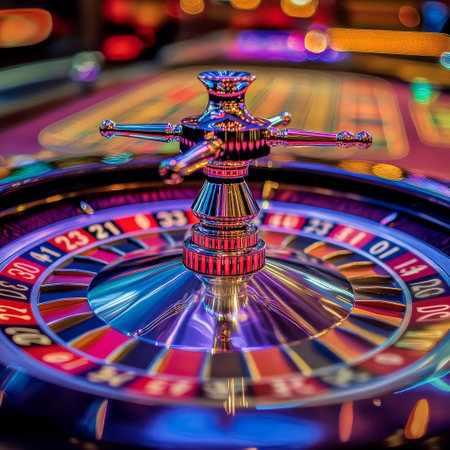 Casino roulette wheel, close-up. Casino gambling conceptの素材