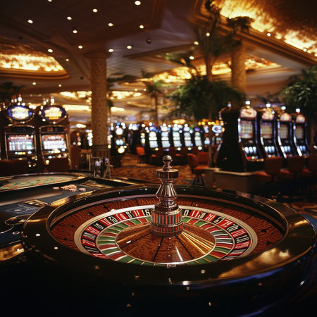 Casino roulette in casino. Roulette wheel in casino.の素材