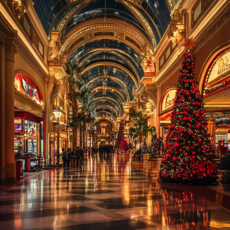 The interior of Bellagio Hotel and Casino in Las Vegas. Bellagio is a luxury hotel and casino located on the Las Vegas Strip.の素材