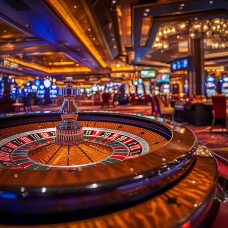 Casino roulette wheel in casino. Roulette wheel in casinoの素材