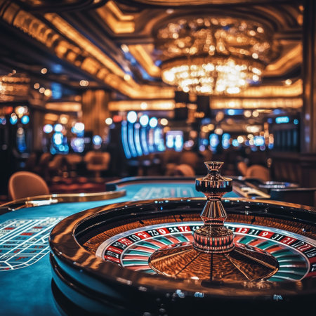 Casino roulette wheel in luxury casino. Roulette wheel on table.の素材