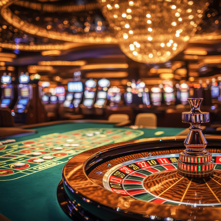 Roulette table in casino. Casino roulette wheel. Casino roulette gameの素材