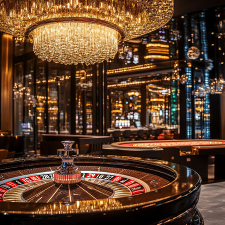Casino roulette wheel in casino, gambling and entertainment concept.の素材