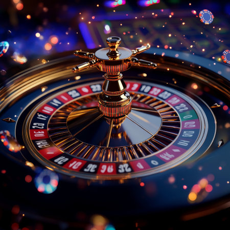Roulette wheel in casino, close-up. 3d renderingの素材