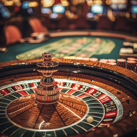 Roulette table in casino. Casino roulette table. Casino backgroundの素材