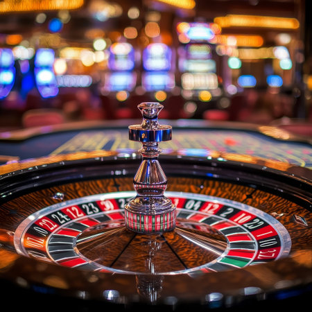Casino roulette wheel in casino. Roulette wheel in casinoの素材