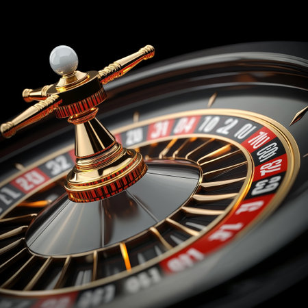 Roulette wheel on black background. 3D illustration. 3D CG. High resolution.の素材