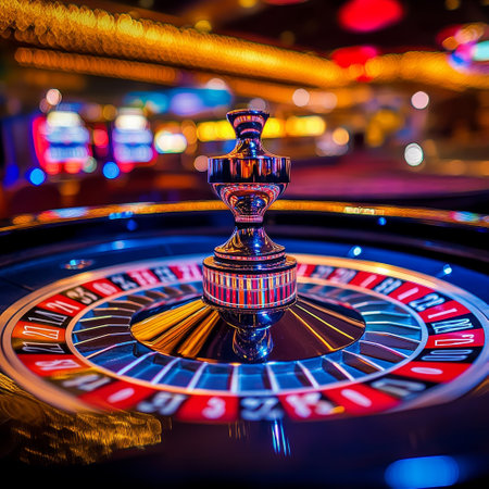 Roulette wheel on the casino table. Casino roulette wheel in casinoの素材