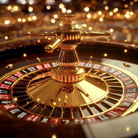Casino roulette wheel in casino. 3d render illustration.の素材