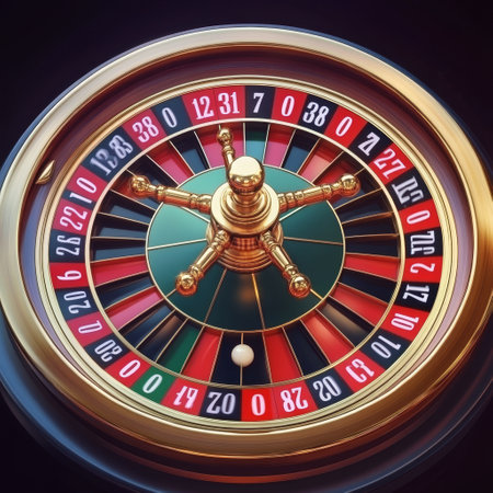 Casino roulette wheel with golden man figure. 3d renderingの素材
