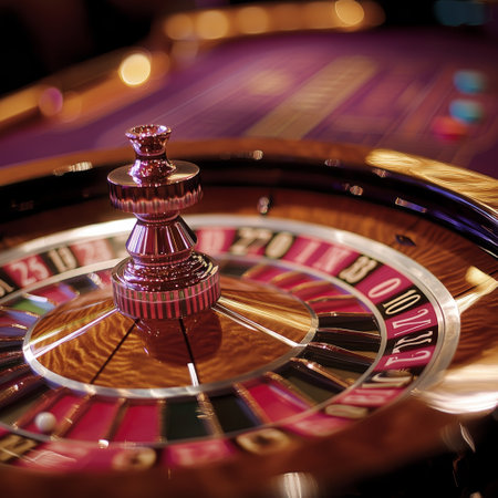 Roulette wheel in casino, close up. Casino gambling conceptの素材