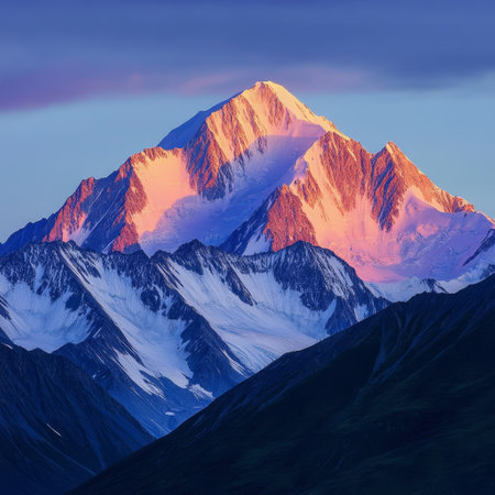 Mountain landscape at sunset. Himalayas, Nepal, Asiaの素材