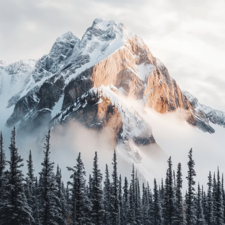 Snowy mountains in Canadian Rockies, Banff National Park, Alberta, Canadaの素材