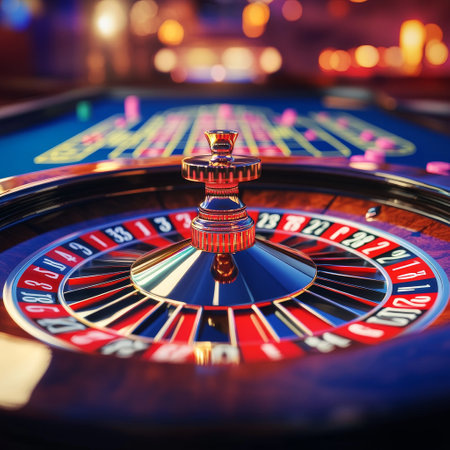 Casino roulette wheel on the table. 3d rendering.の素材