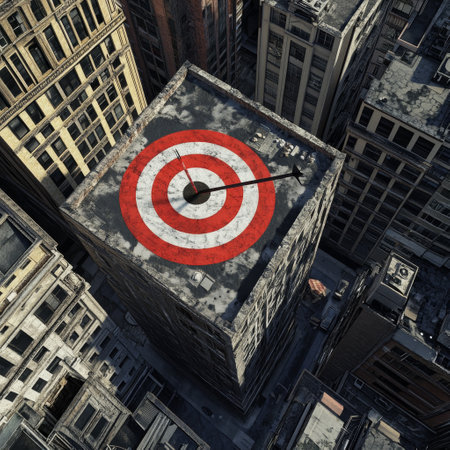 Aerial view of a target on a building. 3D Renderingの素材