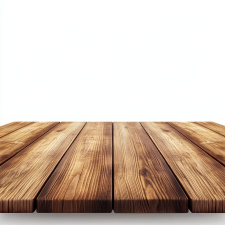 Empty wooden table for product placement or montage with clipping path.の素材