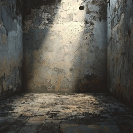 old grunge room with light from the window, 3d renderの素材