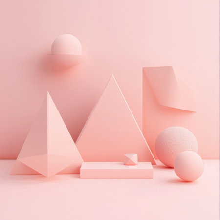 Minimal abstract scene with geometrical forms. 3d renderの素材