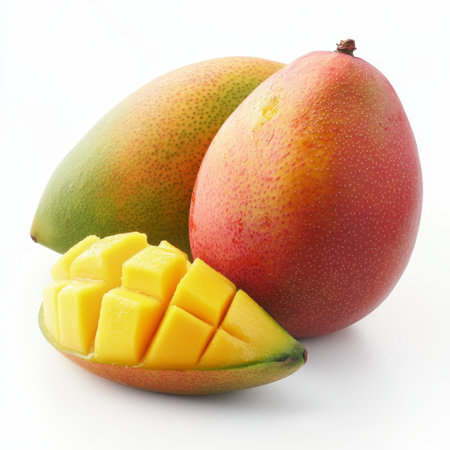 Mango fruit isolated on white background with copy space for your text.の素材