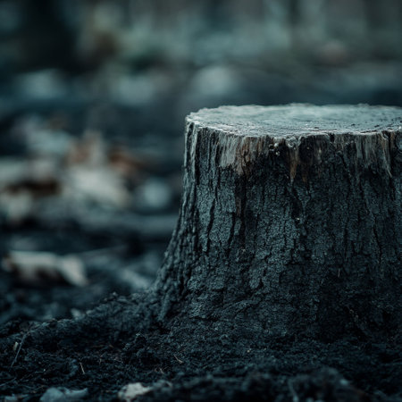 Stump in the forest. Selective focus. Toned.の素材