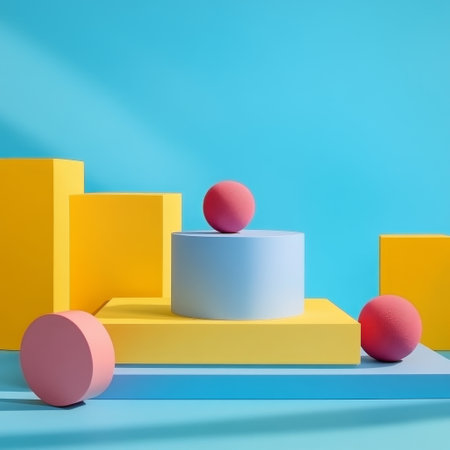 Minimal abstract scene with geometrical forms. 3d renderの素材