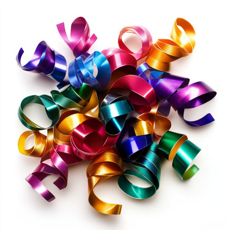 colorful ribbons isolated on white background. 3d illustration.の素材