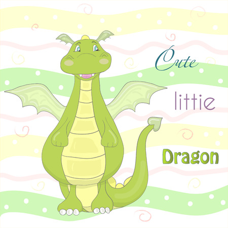 little dragon in cartoon style. Sampl comic illustrationのイラスト素材