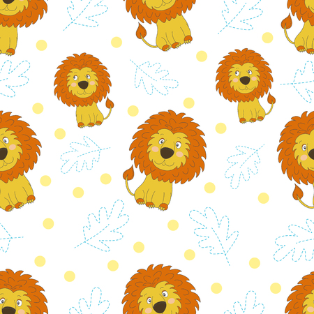 Cute little lion cartoon style.のイラスト素材