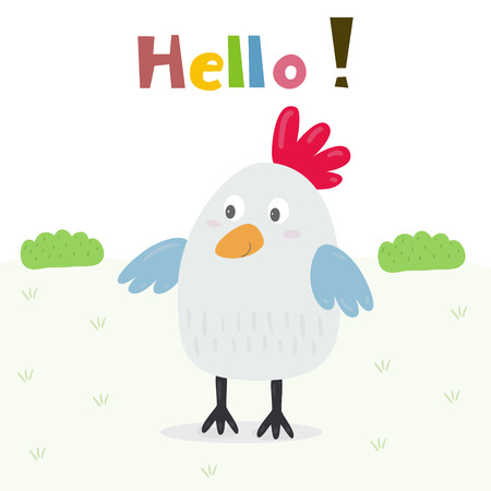 cute chicken cartoon character, vector illustration.のイラスト素材