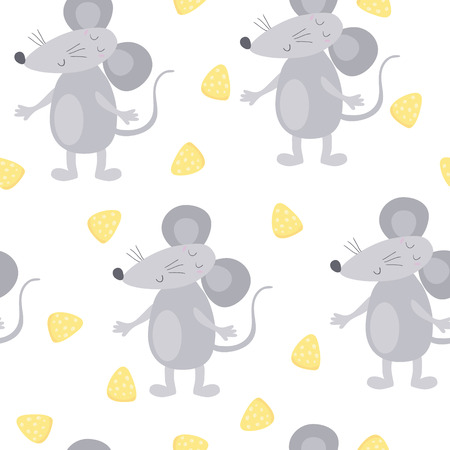 Cute hand drawn doodle mouse seamless patternのイラスト素材