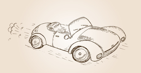Hand Drawn Sketch car, Vector Illustration.のイラスト素材