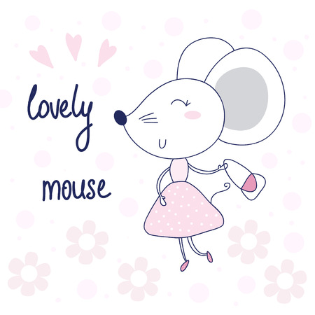 pretty little mouse vector illustrationのイラスト素材