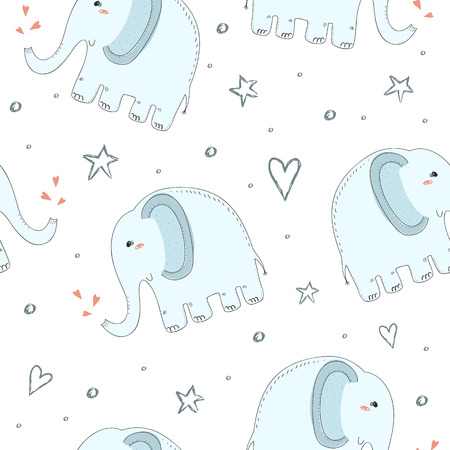 Seamless elephant pattern vector illustration. Vector Printのイラスト素材
