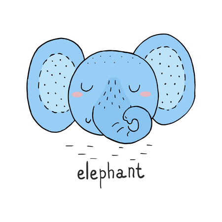 funny cute elephant cartoon style. vector print.のイラスト素材