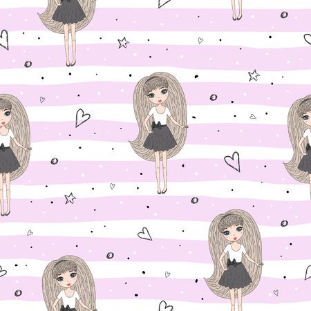 Seamless pattern with cute little bunny. vector illustration.のイラスト素材