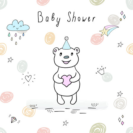 Card with cute hand drawn bearのイラスト素材