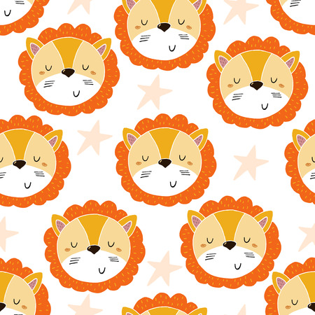 Cute lion pattern print for kids, printable templates.のイラスト素材