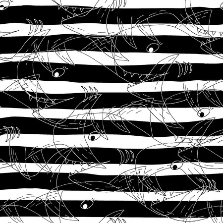 Abstract fish vector seamless pattern.のイラスト素材