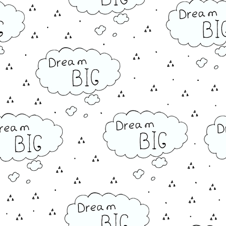 seamless clouds and stars pattern vector illustration.のイラスト素材