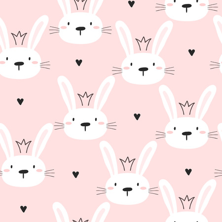 Seamless pattern with cute little bunny. vector illustrationのイラスト素材
