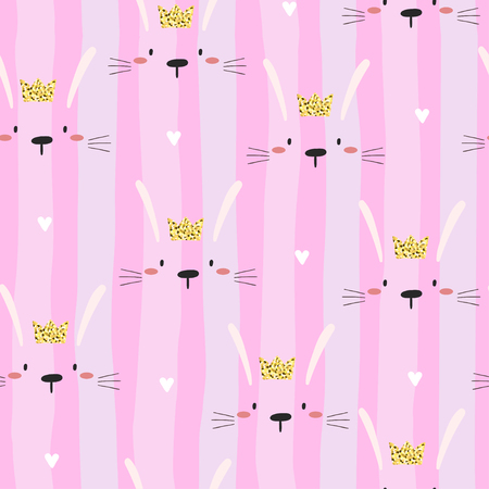 Seamless pattern with cute little bunny. vector illustration.のイラスト素材