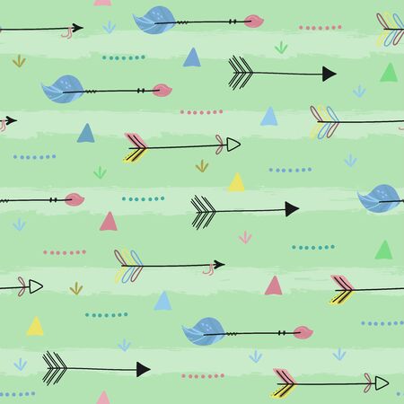 Cute print Boho style. Seamless pattern with cute arrow. vector illustration. Vector print with arrow.のイラスト素材
