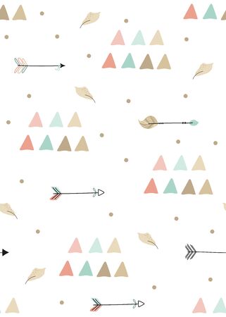 Cute print Boho style. Seamless pattern with cute arrow. vector illustration. Vector print with arrowのイラスト素材