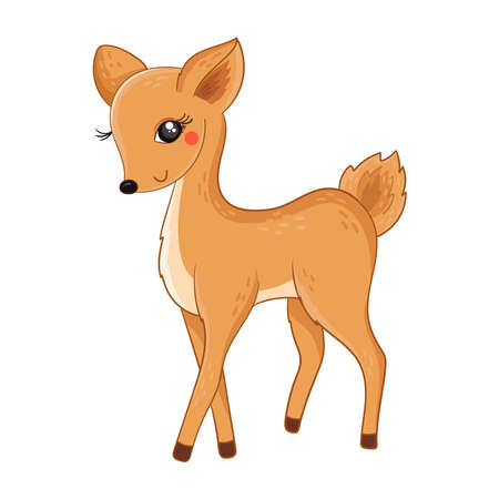 Cute deer on a white background. Vector illustration in cartoon style.のイラスト素材