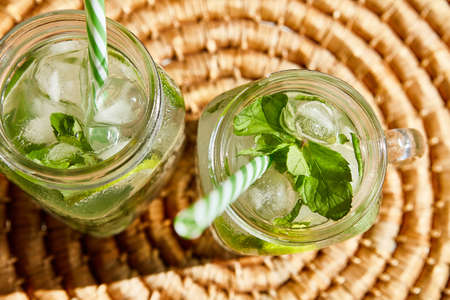 Minty Lemonade Summer Drink Summer Treatsの写真素材