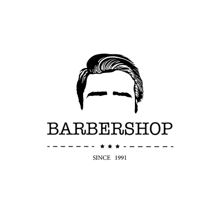 A Logo for barbershop, hair salon with hipster head Vector Illustrationのイラスト素材