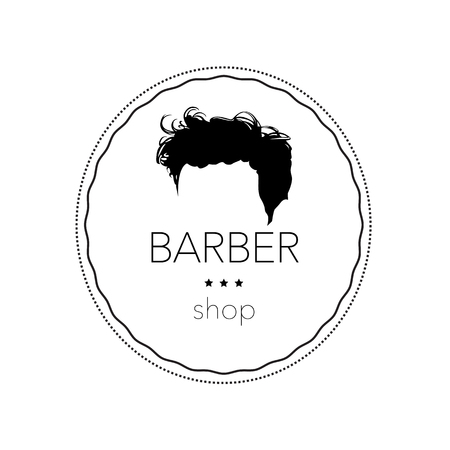 A Logo for barbershop, hair salon with hipster haircut Vector Illustrationのイラスト素材
