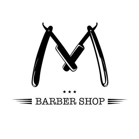 A Logo for barbershop, hair salon with barber scissors Vector Illustrationのイラスト素材